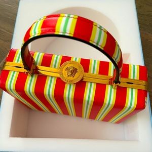 Versace Runway Striped Tapestry Bag